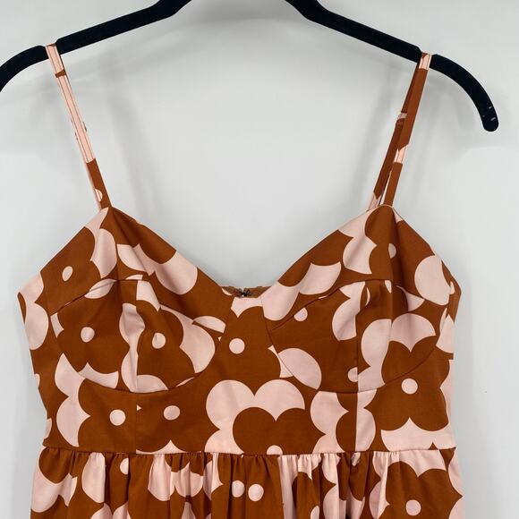 Hutch Anthropologie Women's Brown & Cream Retro Mod Floral Petra Romper Size 6 - Picture 10 of 12